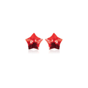 Paire de cache tétons adhésifs étoile pailletée sequin rouge 